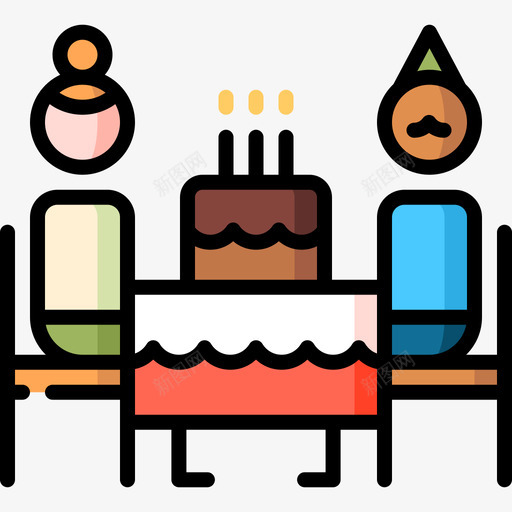 生日派对派对和庆祝活动9线性颜色图标svg_新图网 https://ixintu.com 派对和庆祝活动9 生日派对 线性颜色