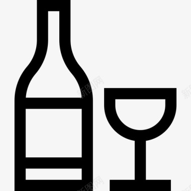 葡萄酒酒店服务29直系图标图标