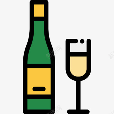 葡萄酒感恩节57线性颜色图标图标