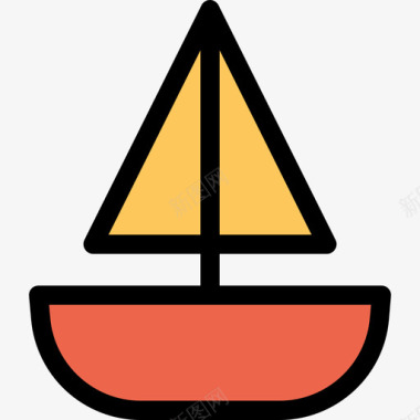 帆船婴儿59直线颜色橙色图标图标