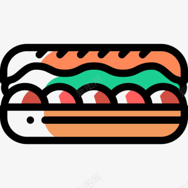 三明治快餐37颜色省略图标图标