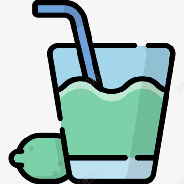 柠檬水kawaii饮料3线性颜色图标图标