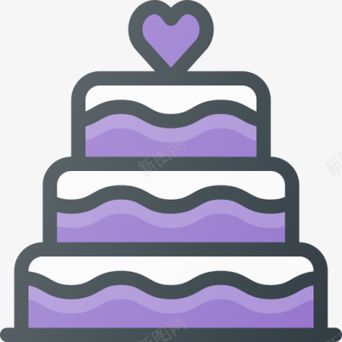结婚蛋糕婚礼69线性颜色图标图标