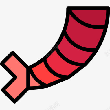 虾动物和食物线颜色图标图标