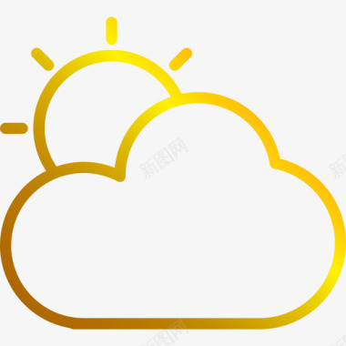 阴天126号天气线性梯度图标图标