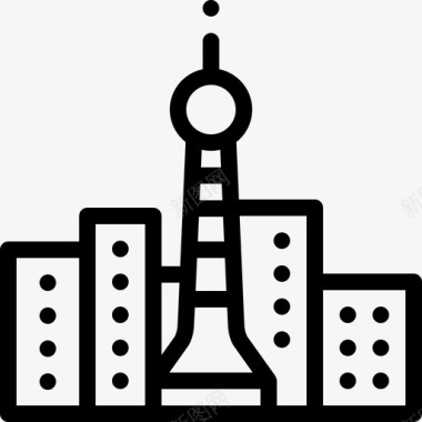 塔楼城市建筑线性图标图标