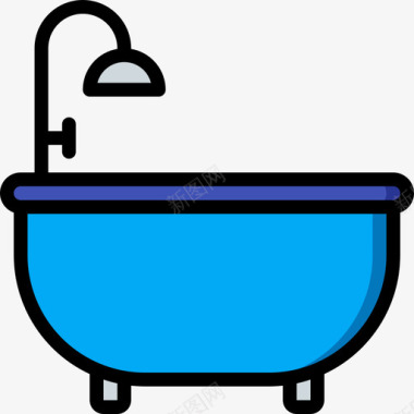 浴缸家具62线性颜色图标图标
