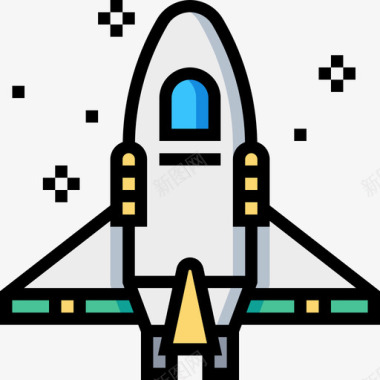 宇宙飞船航天技术线颜色图标图标