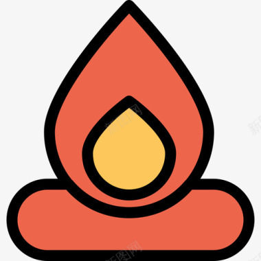 篝火野营63线性颜色橙色图标图标