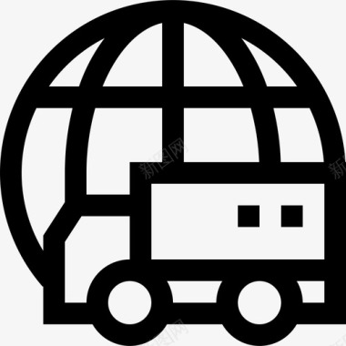 送货卡车运输和物流直线图标图标