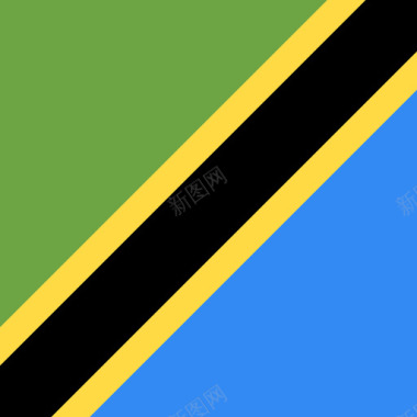 坦桑尼亚方形国家简单旗帜图标图标