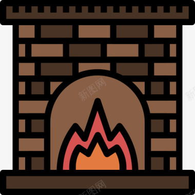 壁炉家具75线性颜色图标图标