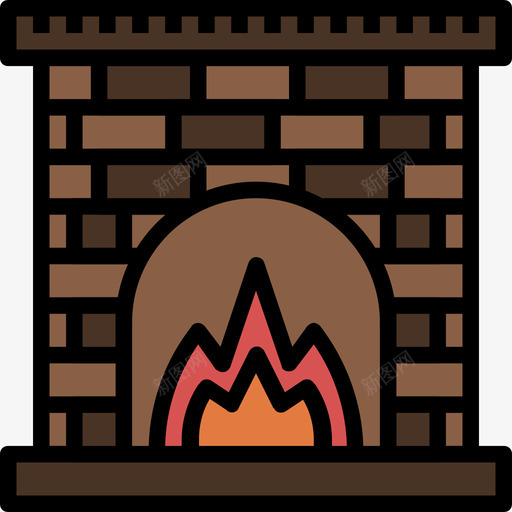 壁炉家具75线性颜色图标svg_新图网 https://ixintu.com 壁炉 家具75 线性颜色