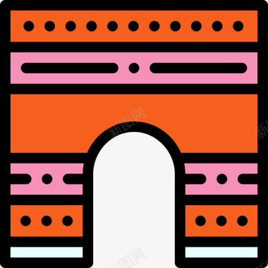 拱门城市建筑2线性颜色图标图标