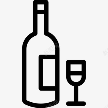 葡萄酒28号酒吧直列图标图标