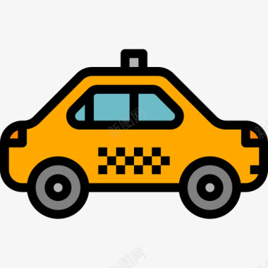 出租车运输63线性颜色图标图标