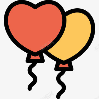 气球庆祝和聚会直线颜色橙色图标图标