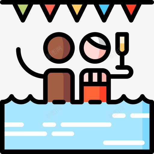 泳池派对和庆典9线性颜色图标svg_新图网 https://ixintu.com 泳池 派对和庆典9 线性颜色