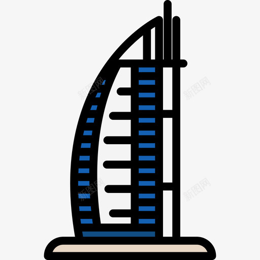 阿拉伯大教堂BurjAlArab纪念碑14座线性颜色图标svg_新图网 https://ixintu.com 纪念碑14座 线性颜色 阿拉伯大教堂BurjAlArab