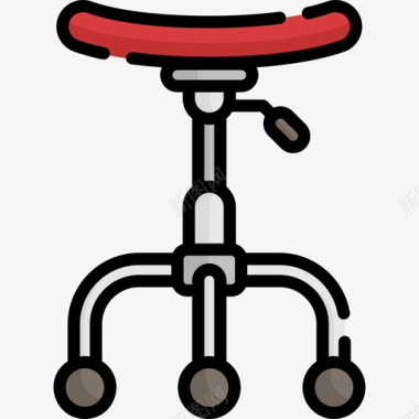 椅子理发店线性颜色图标图标