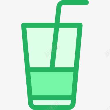 果汁24号酒吧线形绿色图标图标