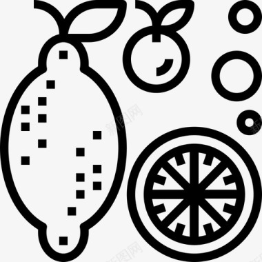 柠檬水果和蔬菜3线性图标图标