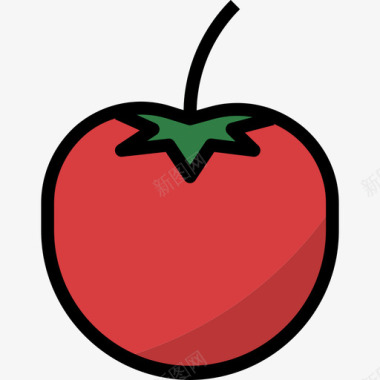 番茄水果和蔬菜9线形颜色图标图标