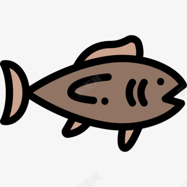 鱼感恩节57线形颜色图标图标