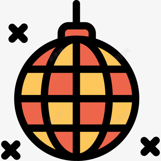 镜子球庆祝和聚会直线颜色橙色图标svg_新图网 https://ixintu.com 庆祝和聚会 直线颜色橙色 镜子球