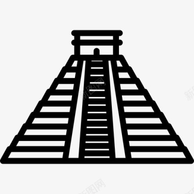 玛雅金字塔纪念碑12座直线形图标图标