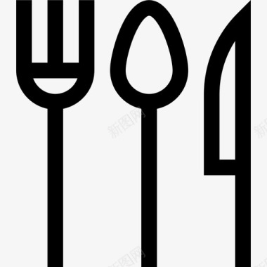 餐具43号机场线性图标图标