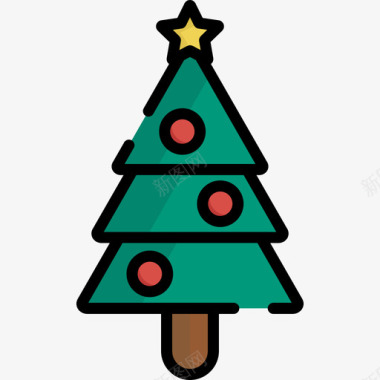 圣诞树圣诞65线形颜色图标图标