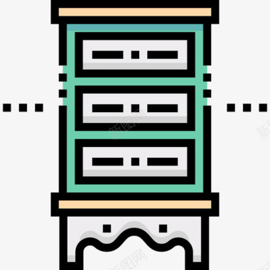 橱柜复古装饰6线性颜色图标图标