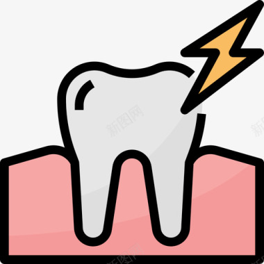 牙痛牙齿9线状颜色图标图标