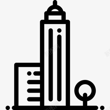 摩天大楼城市元素14线性图标图标