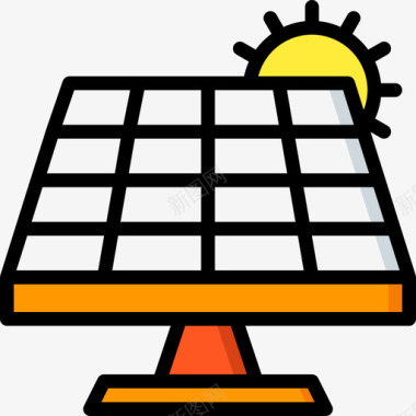 太阳能电力和能源5线性颜色图标图标