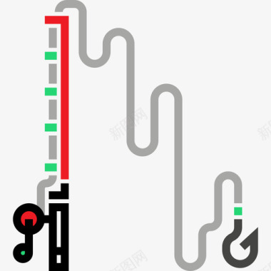 钓鱼竿野餐25线性颜色图标图标