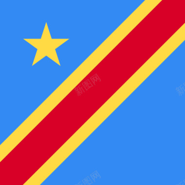 刚果民主共和国方形国家简单旗帜图标图标