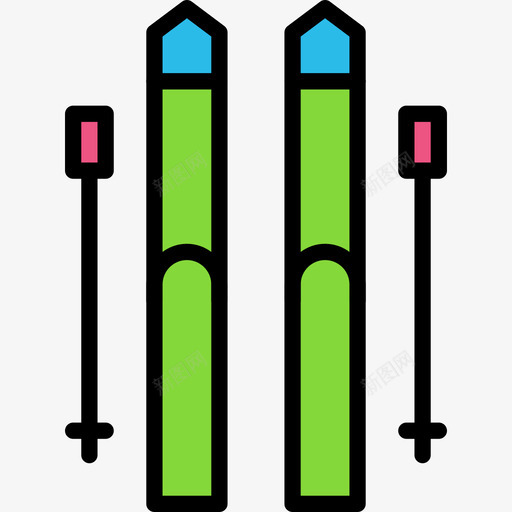 滑雪户外活动9线性颜色图标svg_新图网 https://ixintu.com 户外活动9 滑雪 线性颜色