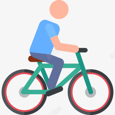 骑自行车冒险人类象形图颜色图标图标