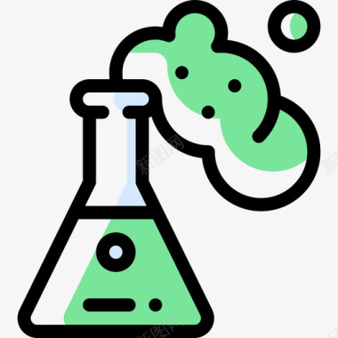 烧瓶疯狂科学7颜色省略图标图标