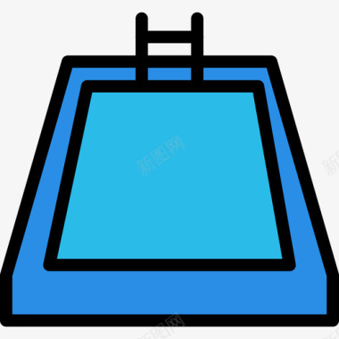 游泳池户外活动9线性颜色图标图标