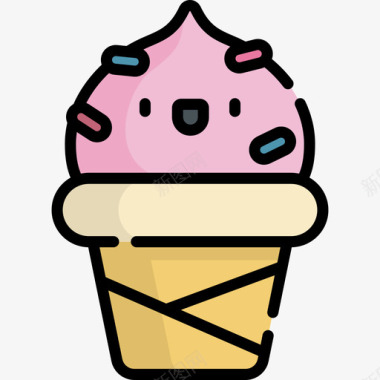 冰淇淋日本22原色图标图标