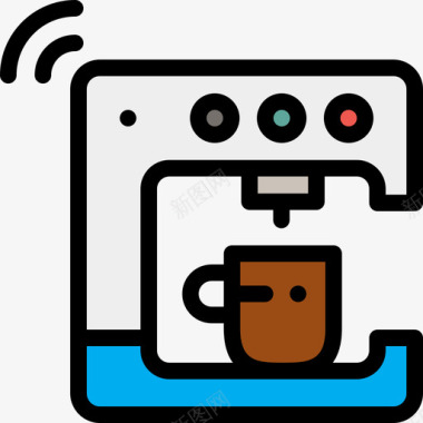 咖啡机技术41线性颜色图标图标