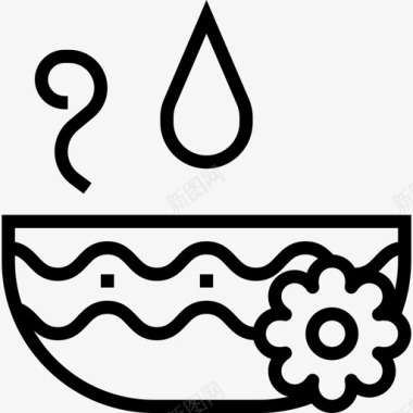 浴缸spa元素3线性图标图标