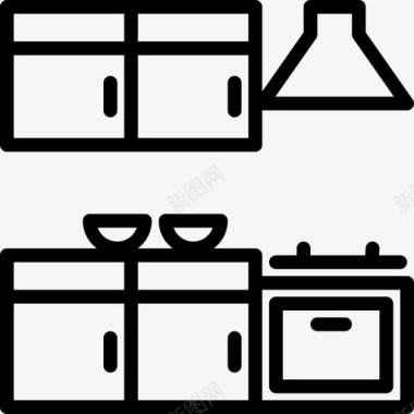 厨房家具和家居11线性图标图标