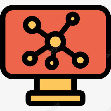 监视器大数据8线性橙色图标图标
