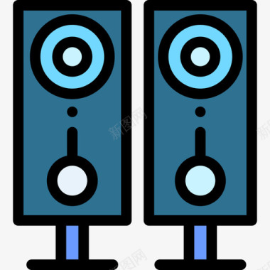 扬声器计算机组件4线性颜色图标图标