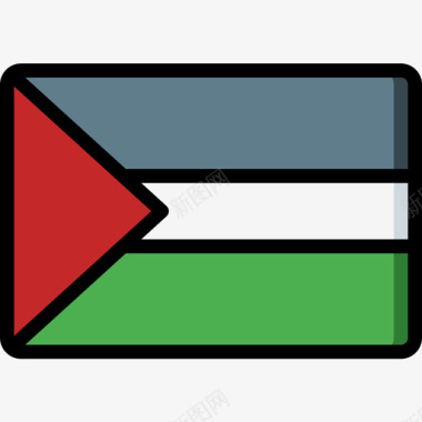 巴勒斯坦旗帜10线颜色图标图标
