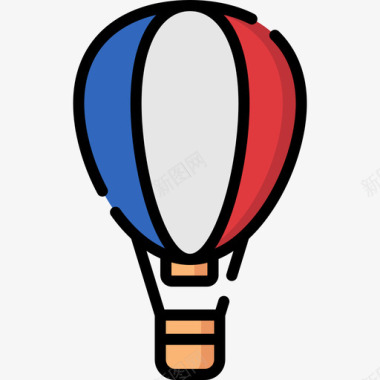 热气球巴黎2线性颜色图标图标